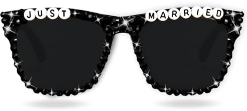 Occhiali da sole per addio al celibato e sposo, colore nero, con scritta Just Married, da uomo, per sposo, per feste