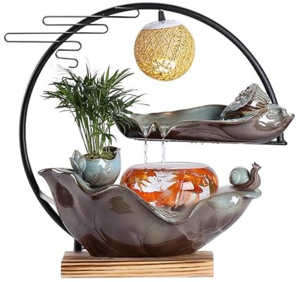 Fuente de Mesa Dispensador de Agua humidificador de Escritorio de Oficina for Sala de Estar decoración de pecera de Agua circulante de Estilo Chino Fuente de decoración de Oficina en casa