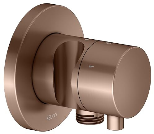 KEUCO IXMO Umstellventil UP 3 Verbraucher, Schlauchanschluss, Comfort Griff und Brausehalter, mit Absperrung, Rosette rund, 59549291201, Farbe: rotgold gebürstet