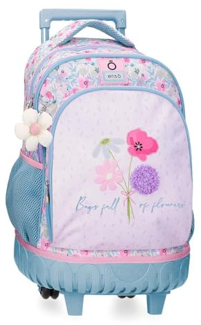 Enso Full of Flowers Zaino 2 Ruote Rosa 33x44x21 cm Poliestere, Rosa, Taglia unica, Zaino 2 ruote