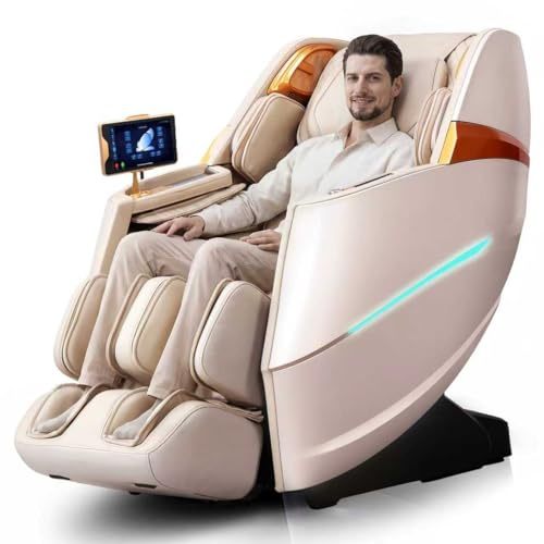HealthRelife 4D Massage Chair Full Body Zero Gravity Recliner - 55“ SL-Track,20 Auto Modes,11 Massage Technique,40 Airbags Massage,with Yoga Stretch,APP Control,Negative Oxygen lons（Beige）