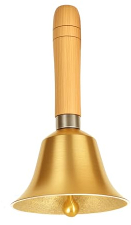 Metall Hand Glocke mit Holzgriff - Hand Tischglocke, Gold überzogen Handglocke, Weihnachts Glocken, Service Bell für Schule Feiertagsdekoration Abendessen am Empfang Zuhause Hotelservice Hundetraining