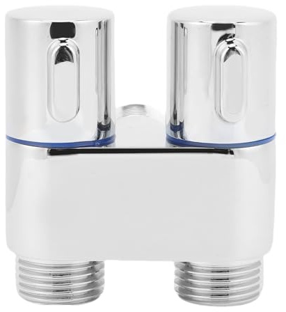 HELEVIA 1 in 2 Valvola Angolare Fuori G1/2 Filo Maschio Valvola Angolare in Metallo a Doppio Controllo, per il Bagno Bidet Balcone (Elettroplato)