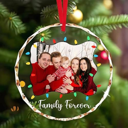 Personalisierte Weihnachtskugeln mit Foto & Name, Kristallglas Christbaumkugel Personalisiert für Mein erstes Weihnachten Baby, Hochzeit & Familien Geschenk 2025
