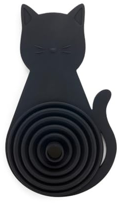 Balvi Embudo Meow Color negro Plegable e imantado, con forma de gato Silicona