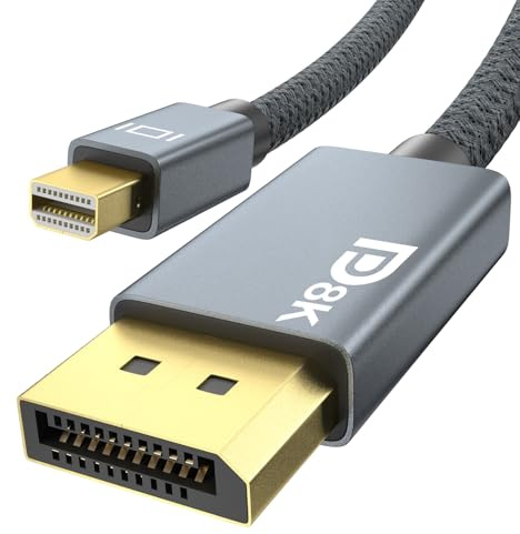 HLLYLL 8K Mini DisplayPort auf DisplayPort 1.4 Kabel | 8K@60Hz 4K@144Hz | Thunderbolt 2 auf DP Adapter Kabel Kompatibel mit MacBook, iMac, Mac mini für Monitor/Projektor -1M