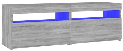Tomostar Meuble TV avec LED, Banc TV Support Télé Armoire de Télévision avec lumières LED Sonoma Gris 120x35x40 cm