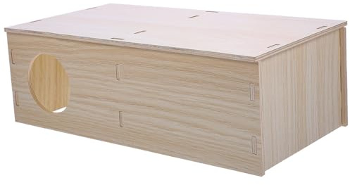 GLEAVI und Käfigdekoration Meerschweinchen Holzhaus für Kleintiere aus Mehrkammer Holz Sicheres Komfortables Versteck Beige als Nagerhaus