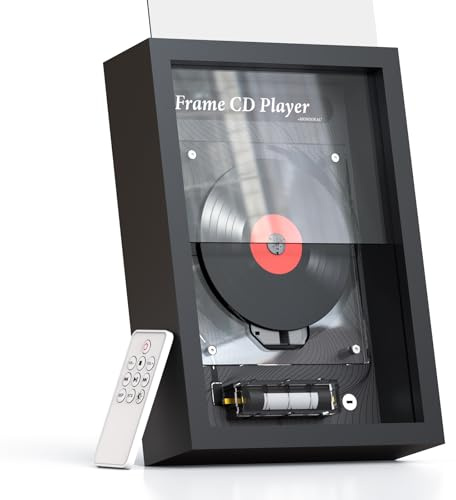 Vertical CD Player for Wall & Desk,MONODEAL Wall CD Players for Home,Hi-Fi Bluetooth Transmitter (Requires External Speaker), 8H Rechargeable Battery,Transparent Industrial Art Decor