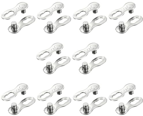 10 Paires Attache Rapide Chaine Vélo 10 Vitesses, Maillons de Chaîne VTT et Vélo de Route Ville en Acier Antirouille, Raccords de Chaîne Robustes pour Installation Facile