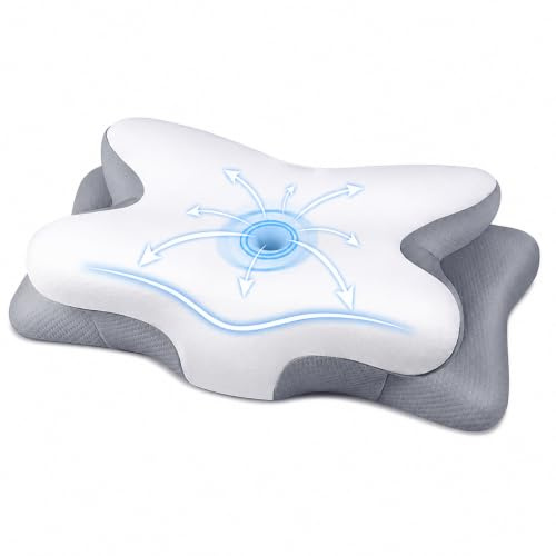 Cervical Pillow for Neck Pain, Side Back & Stomach Sleepers, 2 Heights Memory Foam Pillow, Orthopedic Pillow with Breathable Cover, Adjustable Neck Pillow, Pillows for Neck and Shoulder Pain