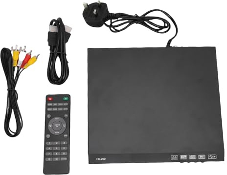 YUKERMARB DVD Player for TV, 1080P HD Multimedia Interface All Region CD Player for TV Home Stereo with MP3 Playback Remote Control 6.5mm Mic Input USB Interface (UK Plug)