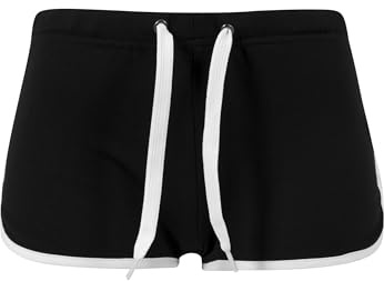 Urban Classics Ladies French Terry Donna Hot Pants Nero/Bianco XL