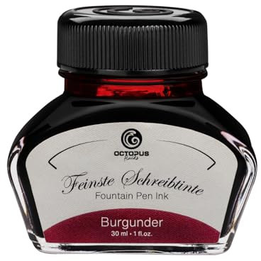 Octopus Fluids Burgundy Ink - 30ml Glass Inkpot for Fountain Pen Calligraphy
