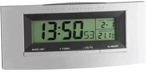 TFA Dostmann Funk-Wecker digital, inkl Weckalarm mit Snooze, 98.1030, Innentemperatur-Anzeige, Datum & Wochentag, Hintergrundbeleuchtung – automatische Zeitumstellung, präzise & zuverlässig