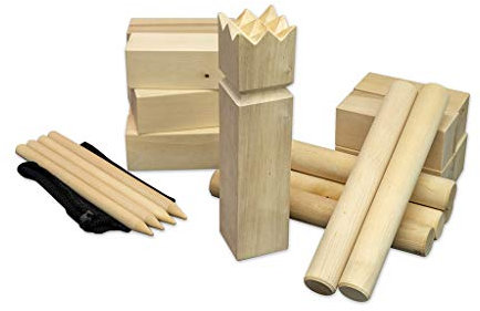 Carromco ORIGINAL Wikingerschach Basic – hochwertiges Wurfspiel aus Birkenholz, naturbelassen, inkl. praktischer Netztasche, Outdoor Spiel für Garten & Freizeit