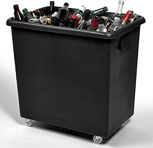 Drinkstuff Recycled Bottle Skip 135L – Heavy Duty Black Recycling Bin for Bars, Pubs, Restaurants, Commercial Kitchens & Events – Bottle & Glass Collection Skip on Wheels