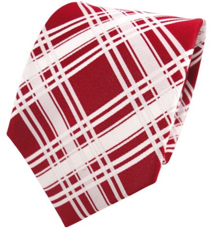 TigerTie Designer Seidenkrawatte in rot knallrot weiß kariert