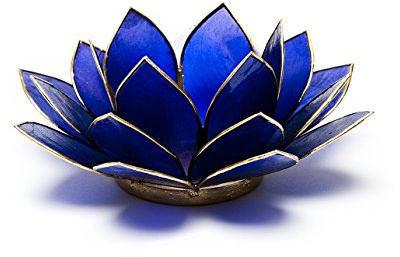 Find Something Different Etwas Finden Verschiedene Indigo Chakra 6 Capiz Shell Lotus Teelichthalter, Bambus, Mehrfarbig