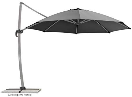 Schneider Sonnenschirm Rhodos Rondo, anthrazit, 350 cm rund, 792-15, Gestell Aluminium, Bespannung Polyester, 22.4 kg
