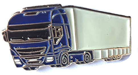 Metall Emaille Anstecknadel Blau Lkw mit Anhänger