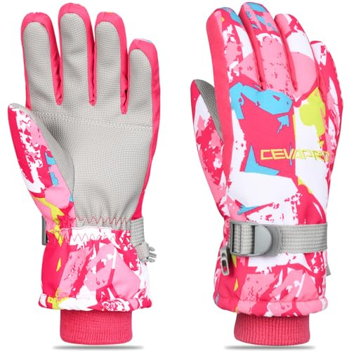 Cevapro Kids Ski Gloves Waterproof Winter Snow Gloves Warm for Boys Girls Cold Weather Outdoor Snowboard