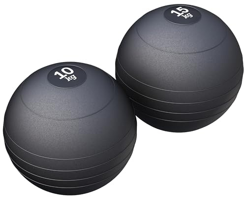 GORILLA SPORTS® Slam Ball 3–20 kg, Einzel/Set, griffig, rutschfest, Schwarz | Mit Sand und Luft gefüllt für Ganzkörper-, Kraft- und Ausdauertraining; Gewichtsball, Fitnessball, Medizinball, Trainingsball