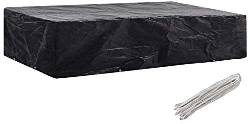 yorten PE-skydd för trädgårdsstol vattentät andas med 8 öglor solstol skyddshölje 218 x 77 x 55 cm (L x B x H) svart