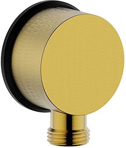 Duttao Round Handheld Shower Wall Supply Elbow,with Connector Body and Washer, Wall-mount Hose Connector,without Shower Head and Hose, Brushed Gold Finish DA-0048-CS
