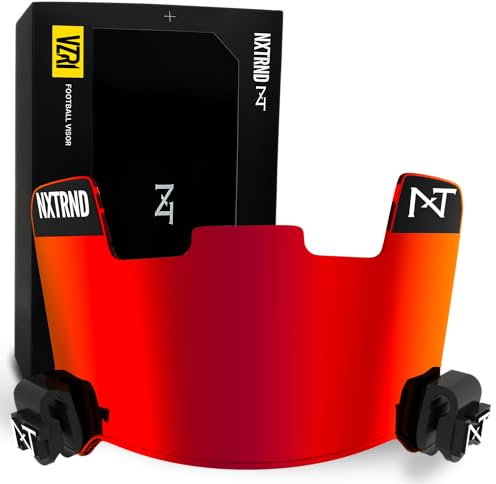 NeuerWall Nxtrnd VZR1 Tinted Football Visor, Professional Football Helmet Visor, Shield Fits Youth Football Helmets & Adult Football Helmets, Includes Visor Clips, Decal Pack, & Cleaning Cloth (Red)