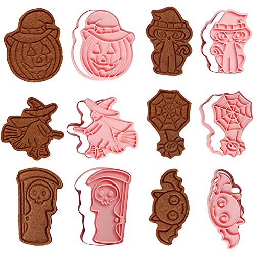Yisscen 6 PCS Ausstechformen, Halloween Ausstecher set, DIY Fondant Ausstecher Keksausstecher Brotausstechformen für Kinder, Cookie Backzubehör Wiederverwendbar Backen Form