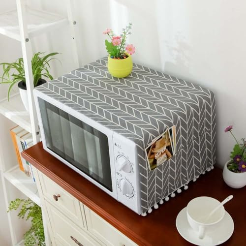 Microwave Oven Cover Elegant Dustproof Cover Toaster Cover Microwave Oven Protector Kitchen Anti-Oil Towel-Grey Arrow