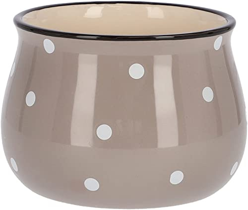 KOTARBAU® Keramik Blumentopf Übertopf ⌀ 110 mm Beige in Weiße Punkte Erbsen