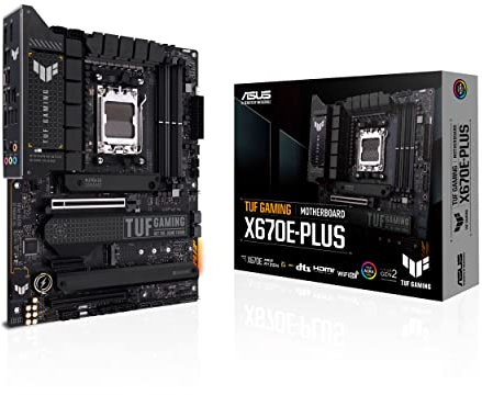 ASUS TUF GAMING X670E-PLUS Mainboard Sockel AMD AM5 (Ryzen 7000, ATX, PCIe 5.0, DDR5-Speicher, 4x M.2, USB 3.2 Gen 2x2 Typ-C, Aura Sync)