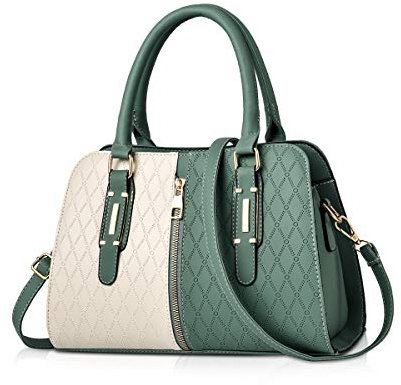 KANBUN ADITAM Damen Kleine Handtasche PU Leder Strukturierte Umhängetasche Satchel Grün