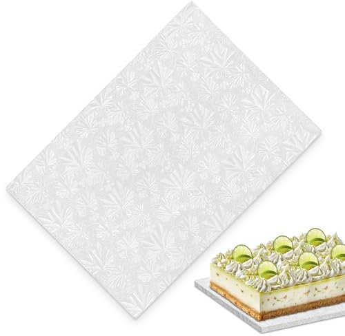 Sottotorta rettangolare per torte, 30,5 cm, in cartone ondulato, per torte, tamburo, piatti per feste, base per torte, espositore per torte, fogli di cartone sottile rettangolare