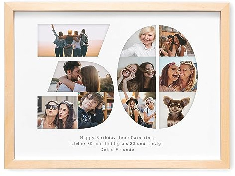 30. Geburtstag Fotogeschenk personalisiert mit eigenem Foto | Personalisiert, Fotocollage mit eigenen Bildern, Geschenk zum 30. Geburtstag, für Frau & Mann, runder Geburtstag
