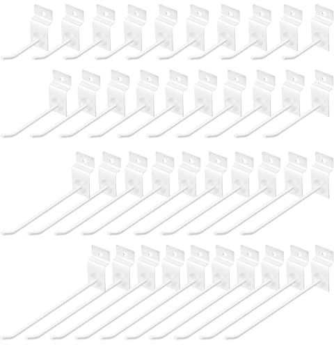 Yauhar Assortiment de 40 crochets blancs de 6,1/15,2/20,3 cm pour panneau à lattes robustes, crochets de suspension pour panneau perforé pour grille, garage, magasin, vente au détail