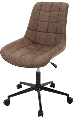 ML-Design Chaise de Bureau, Marron, en Simili, Réglable en Hauteur, Assise Rembourrée avec Piètement Métallique, Dossier Ergonomique, Fauteuil Pivotante sur 5 roulettes Doubles, Tabouret Home Office