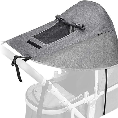 Yuehuamech Parasol para cochecito de bebé, con ventana de visualización, paraguas para cochecito, sombra de lluvia, persiana opaca para niños pequeños, protección anti-UV para cochecito de paisaje