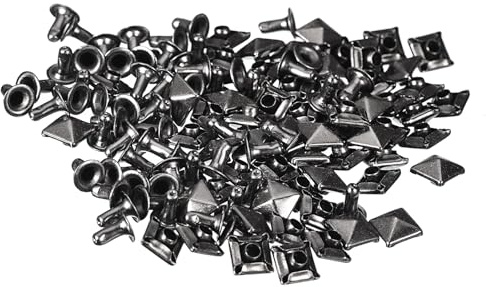 QUARKZMAN 120 Ensembles Rivet à Pointe pour Vêtements, 6mm Clous à Tête de Clou à Rivets Rapides en Forme Cône, Pointe Carrées Punk en Cuivre Décorations Maroquinerie (Noir Métallique)