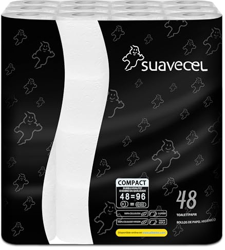 48 Rollos de Papel Higiénico Compacto Doble Capa 100% Celulosa