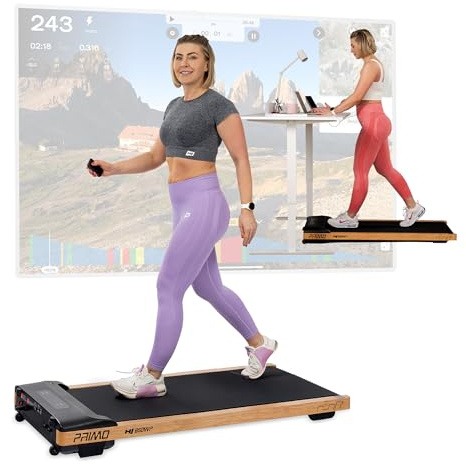 Hop-Sport Laufband für Zuhause HS-850WP Primo, 2 in 1 Walking Pad, for Home Office Büro, Laufband Schreibtisch, kompakt, App, Bluetooth, Ultra-leise, Holzrahmen