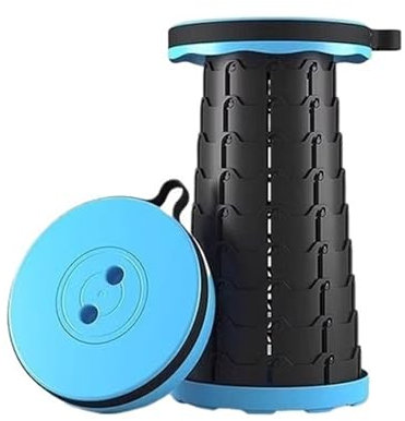 SPXTOM Zusammenklappbarer Hocker, tragbarer einziehbarer Campinghocker, höhenverstellbar, leicht, Klapphocker, for Outdoor-Angeln, Wandern, Gartenarbeit, Reisen, Grillen (Color : Blue)