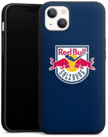Premium Silikon Hülle kompatibel mit Apple iPhone 13 Handyhülle schwarz Case EC Red Bull Salzburg Offizielles Lizenzprodukt Eishockey