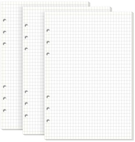SKYDUE A5 Papier Kariert,135 Blätter Ringbuch A5 Nachfüllbar, Ringbucheinlagen A5 Kariert 21x14.2cm, A5 Papier Für 6-Loch Ringbücher, Ringbucheinlagen A5 Für A5 Ringbuch