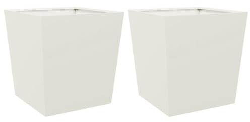 vidaXL Garden Planters White 2 pcs 50x50x50 cm Steel