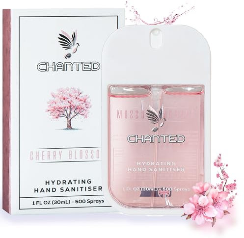 Chanted Mini Hydrating Hand Sanitiser Spray | Travel size 30ml (Cherry Blossom)