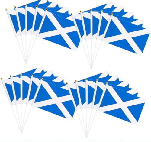 Lot de 20 drapeaux écossais, petits drapeaux écossais, mini drapeaux écossais à main, couleurs vives pour décoration intérieure et extérieure