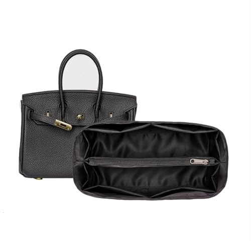 Taschen-Organizer-Einsatz for Hermes Birkin Handtaschen, Polyester-Satin-Innentasche, Handtaschen-Innentasche, Taschen-Organizer(Black,for Birkin 35)